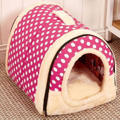 

2 In 1 Pet House&Sofa Machine Washable White Stars Pattern Non-slip Foldable Soft Warm Dog Cat Puppy Rabbit Pet Nest Cave Bed
