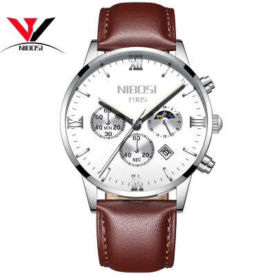 

NIBOSI Famous Brand Watches Men Leather Band Fashion Luxury Full Steel Clock Quartz Wristwatch Male Watch Relogio Masculino Casual