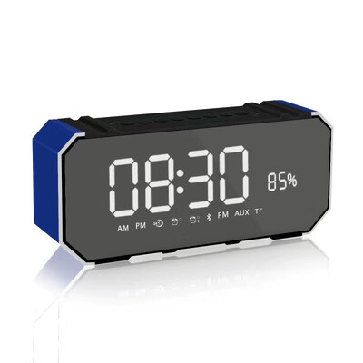 

Alarm Clock Speaker Fashion Portable Metal Handsfree Bluetooth Speaker Stereo 3D Surround Speaker Support FM Radio TF Card