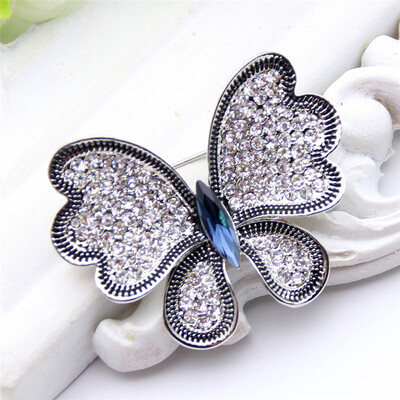 

Gorgeous Austria Rhinestone Butterfly Flower Brooch Pin Women Antique Gold Color Insect Broches Jewelry Ladies Hijab Scarf Pins