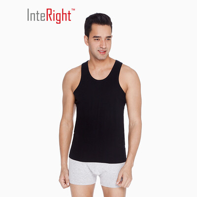 

INTERIGHT vest mens cotton rib stretch vest 2 strips black white