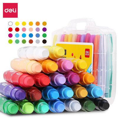 

Deli deli 24 color boxed students water-soluble rotating oil pastels children can wash crayons painting pen colorful stick 72077