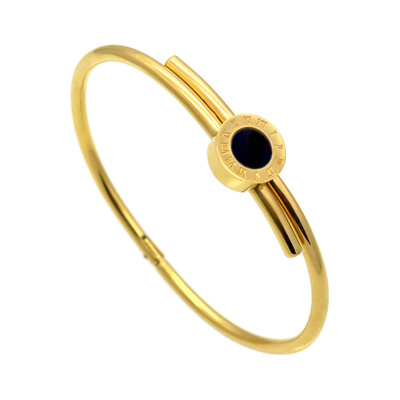 

New Popular Rome Digital Bracelet Black&White Seashell Titanium Steel Bangle Bracelet Fashion Men&Women Clip Open Bracelet