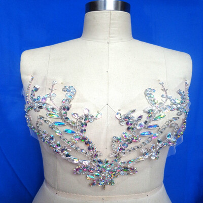 

ручные кристаллы обрезки патчей шить на Rhinestones clear AB цвет аппликация 34 * 25 см для верхней одежды юбка ремень аксессуары