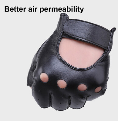 

Svadilfari New 2018 Wholesale 1 Pair Fashion Genuine Leather Half Finger Driving Gloves Fingerless Gloves For men Black