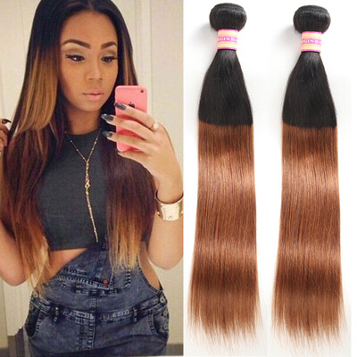 

4pcs / lot Ombre бразильские волосы Weave Bundles 2 тонных человеческих волос Связки Remy выдвижения волос Weaving 1B / 30