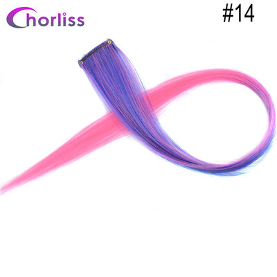 

Chorliss Clip In One Piece Hairpieces Ombre Synthetic Clip on Hair Extensions Colored Long Straight Fake Hair for Women Children