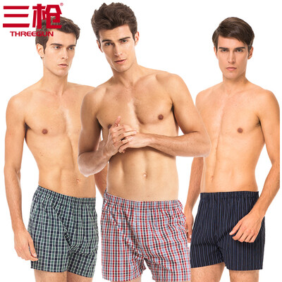 

Three guns mens cotton trousers cotton-dyed loose large size mens trousers shorts pants 3 pieces blue green grid blue yellow grid red green grid L