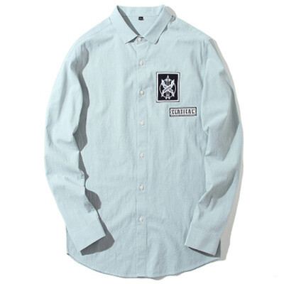 

Мужская Хлопковая Рубашка с Длинными Рукавами и Вышивкой