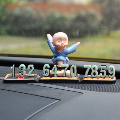 

YUECAR car temporary stop sign stereo small monk phone number mobile car stop sign kung fu models - one fly