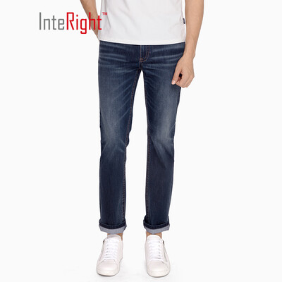 

INTERIGHT jeans mens straight casual cycling quick-drying jeans dark blue 36XXL