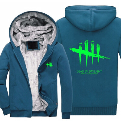 

2018 New Mens Sweatshirt Game Dead by Daylight Luminous Logo Thick Hoodies Printing Pattern Zip up Fleece Zipper Tracksuit Tops pl