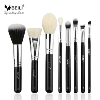 

BEILI 8 stücke Schwarz ziegenhaar Synthetische Pulver Stiftung rouge lidschatten Укрыватель Grundlegende Make-up pinsel-set kosmet