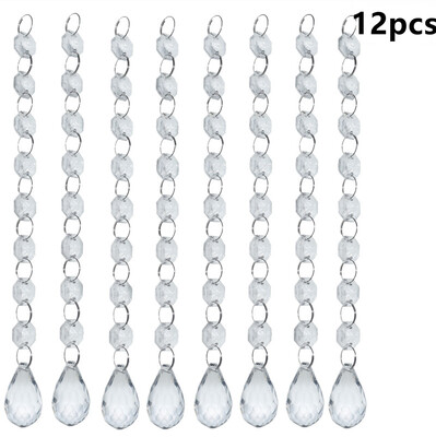 

12 PCS Acrylic Crystal Chandelier – Beads Garland Hanging Beaded Curtains – Wedding Christmas Table Party Décor 14 mm Octagona