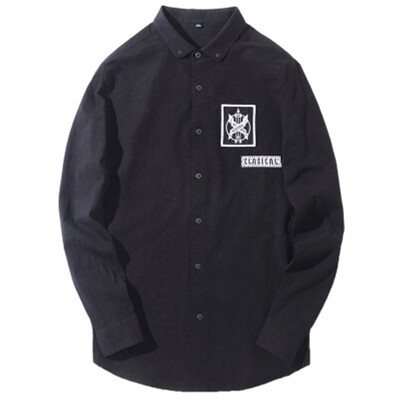 

Mens long-sleeved cotton embroidered shirt