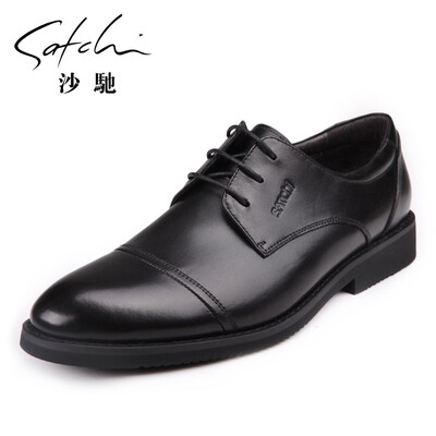 

Sha Chi leather breathable business dress mens lace-up shoes 51B5B317-1S black 41