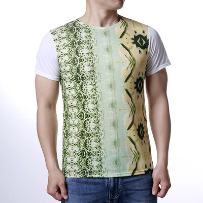 

Mens Chinese Style Landscape Scenery Printed Round Neck Shirt