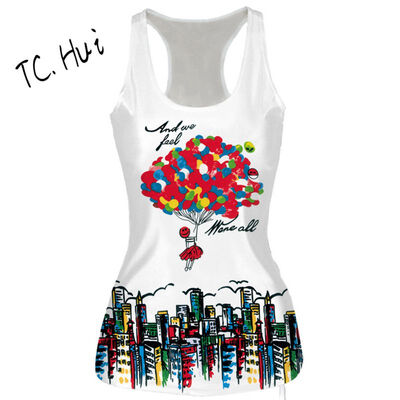 

2018 Europe&the United States new wild casual vests digital printing in the long section of the Slim bottom vest