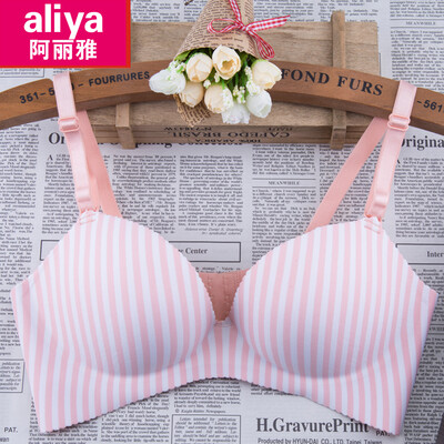 

Aria no steel ring bra thin section breathable girl gathered sexy adjustment type on the side of the side of the underwear small bra ALY20012-12 orange stripe 75C34C