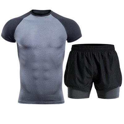 

Fitness clothing suits mens tight-fitting quick dry T-shirt pro clothing training running yoga sportswear suit