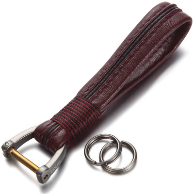 

Authentic zobo car key chain sheepskin spoon rope horse ring security door key ring car ornaments business gifts birthday gift ZB-930A wine red