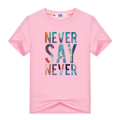 

3-13y Kids Summer Colorful Letter Никогда не говори никогда Футболка мальчиков Девочки 100% Хлопок O-Шея с коротким рукавом Футбол