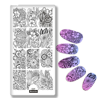 

Mezerdoo Lace Flower Pattern Nail Stamping Plates Leaves Image Stamping Printing Nail Art Templates DIY Manicure Stamp Tools C37