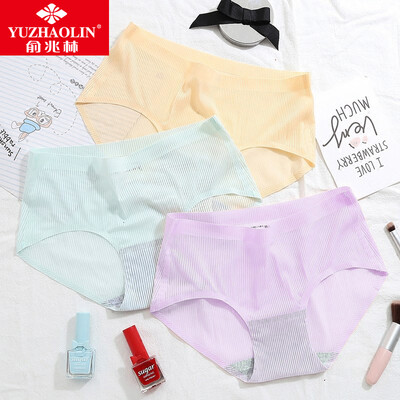 

Yu Zhaolin seamless underwear female ultra-thin ice silk waist lady sexy one-piece breathable cotton jacket underwear 3 pieces no trace ice silk underwear M