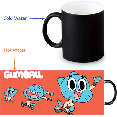 

Удивительный мир Gumball 350 мл / 12 унций Heat Reveal Mug Color Change Чашка кофе Чувствительные морфинг-кружки Волшебная чашка для чайных чашек