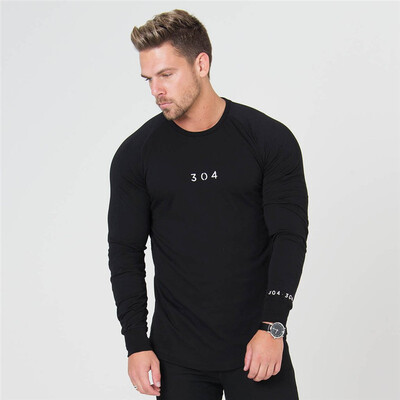 

Muscle brothers spring&autumn tide fashion cotton round neck long sleeve mens Slim sport running training