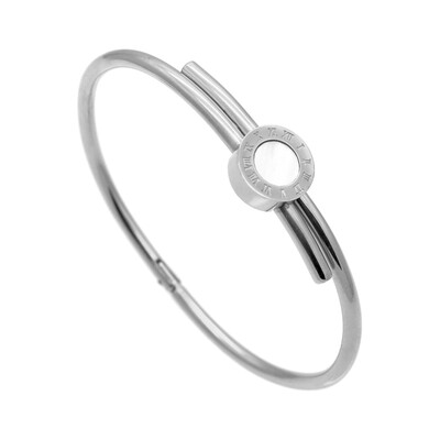 

New couple bracelet pop Roman number black&white shell titanium steel bracelet Fashion men&women buckle opening bracelet