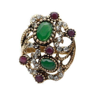 

Поощрение Турецкие женщины Vintage Ring Смола Finger ювелирные изделия Античный цвет Этнические полые цветы Свадебные обручальные