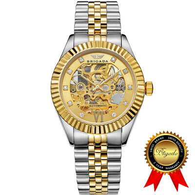 

BRIGADA швейцарские часы бренда Роскошные золотые автоматические часы для мужчин, красивые механические мужские часы, отличный подарок для семей