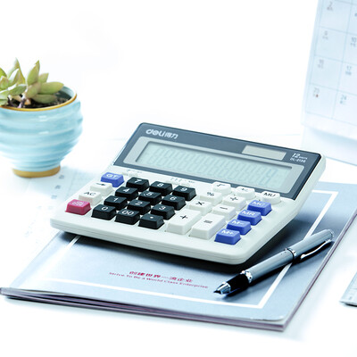 

Deli deli 2136 dual power computer button desktop calculator white