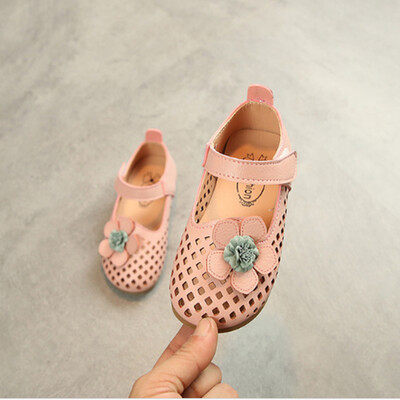 

Children Shoes Girls Sandals 2018 Summer Fashion Flower Hollow Out Kids Sandals Girls Princess Flat PU Leather Baby Shoes Pink