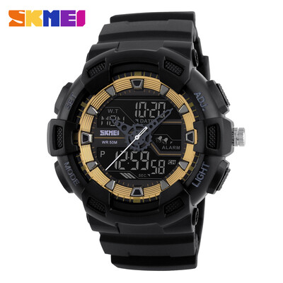 

Men Sports Watches Fashion Military Watches Dual Time Digital LED Analog Quartz Swim Wristwatch