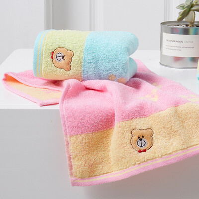

Vosges Jade Cotton Towel Cute Embroidery Bear 16s Super Soft Yarn Plain Child towel Wipes Small Towel 2550cm Green Powder