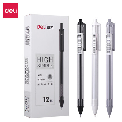 

Deli minimalism push 038mm gel pen full needle pen pen pen black 12 A101