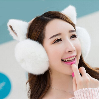 

2018 New Fashion Rabbit Winter Earmuffs For Women Warm Fur Earmuffs Winter Warm Ear Warmers Gifts For Girls Female Free Shipping
