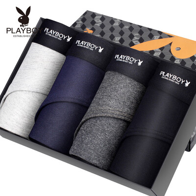 

Playboy mens underwear briefs 95 cotton underwear men loose breathable u convex waist elastic mens pants 4 strips 5859B multicolor