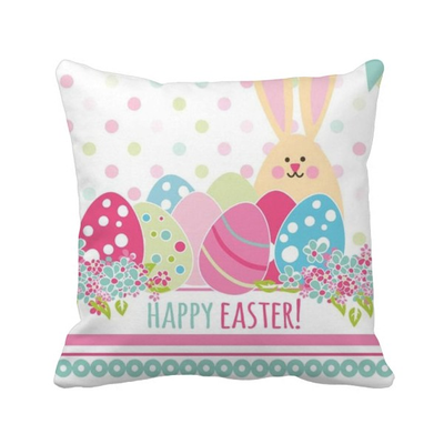 

Happy Easter Religion Festival Colored Egg Square Throw Pillow Insert Cushion Cover Home Sofa Decor Gift