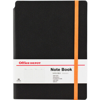 

Office Depot OD2032O лента серия блокнот / блокнот / дневник черная кожа + оранжевый ремешок можно вставить ручка 32K