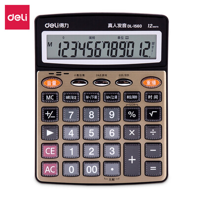 

Deli deli 1560 large screen desktop voice calculator large button gold