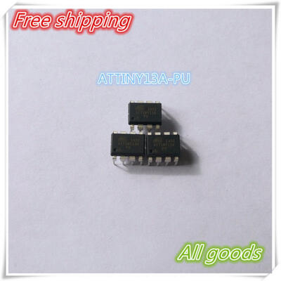 

Free Shipping! 5PCS 100% New Original ATTINY13A-PU ATTINY13A PU IC MCU 8BIT 1KB FLASH 8DIP