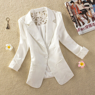 

CANIS@Korean Womens Slim One Button Lace Suit Blazer Jacket Outerwear