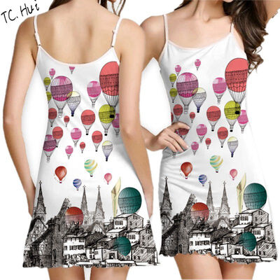 

2017 Summer Real Knee-length Straight Dress Women Fashion Bohemia Floral Printing Harness Dress