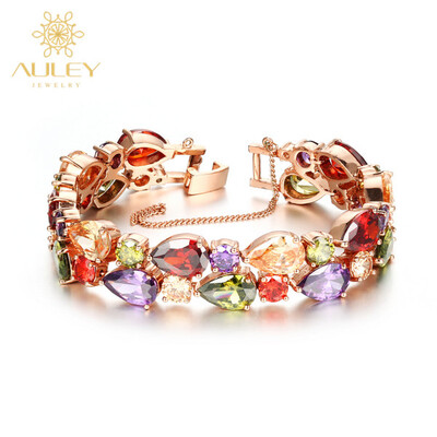 

Vintage rose Gold Plated bangle cubic zircon Mona Lisa Bracelet