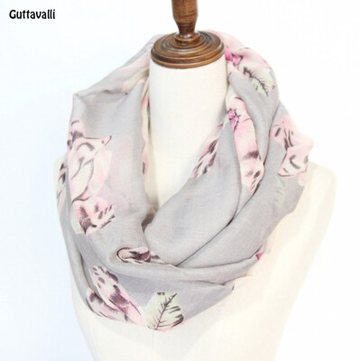 

Guttavalli Women New Spring Flowers Print Ring Shawl Stripes Vintage Soft Loop Scarf Winter Floral Chevron Leaf Infinity Scarves