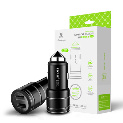 

ESCASE car charger car charger cigarette lighter 31A fast charge dual USB Android ios fully compatible with all brands of data line aluminum alloy to create CC09 amber gold