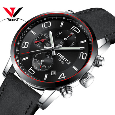 

NIBOSI Quartz Watch Men Sports Men Watch Fashion Top Brand Luxury Waterproof Watches Leather Steel Strap Male Clock Quartz Movemet